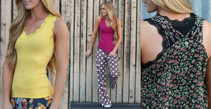 Lace Trim Racerback Tank - Truly Contagious