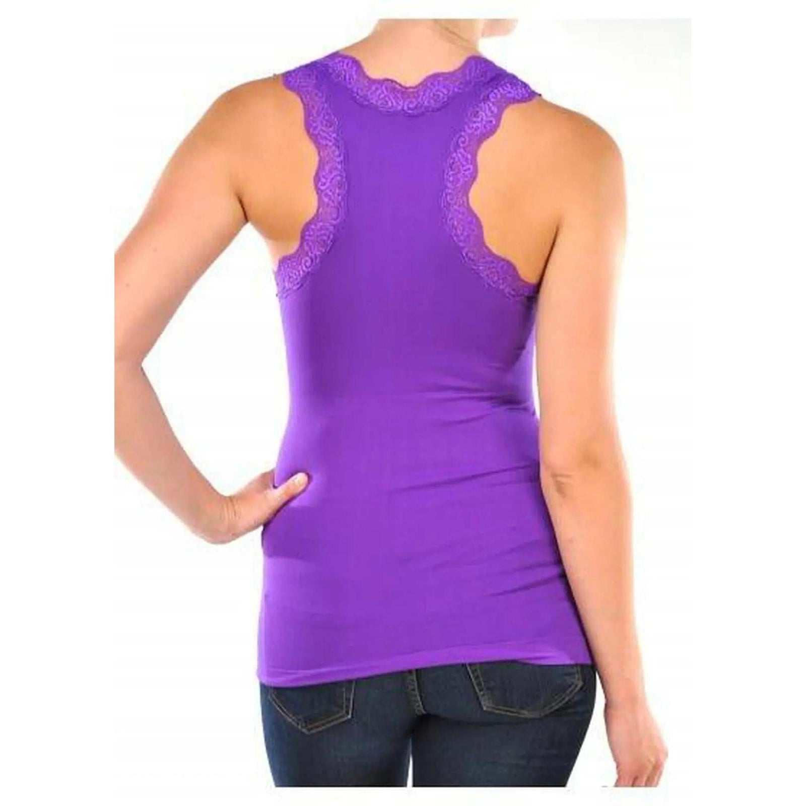 Lace Trim Racerback Tank - Truly Contagious
