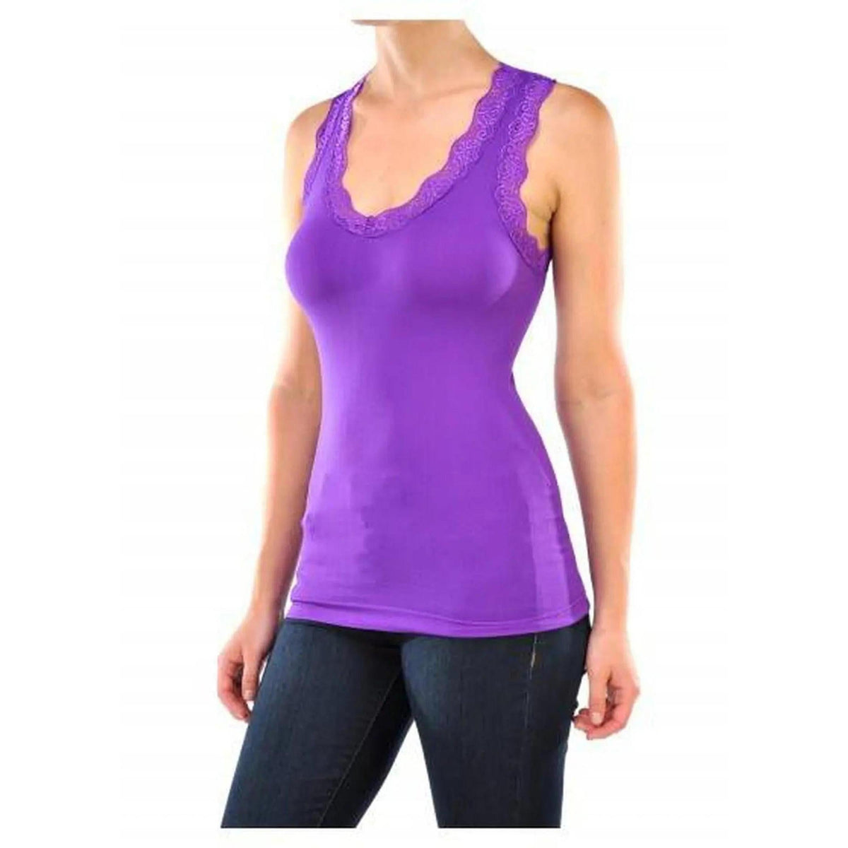 Lace Trim Racerback Tank - Truly Contagious