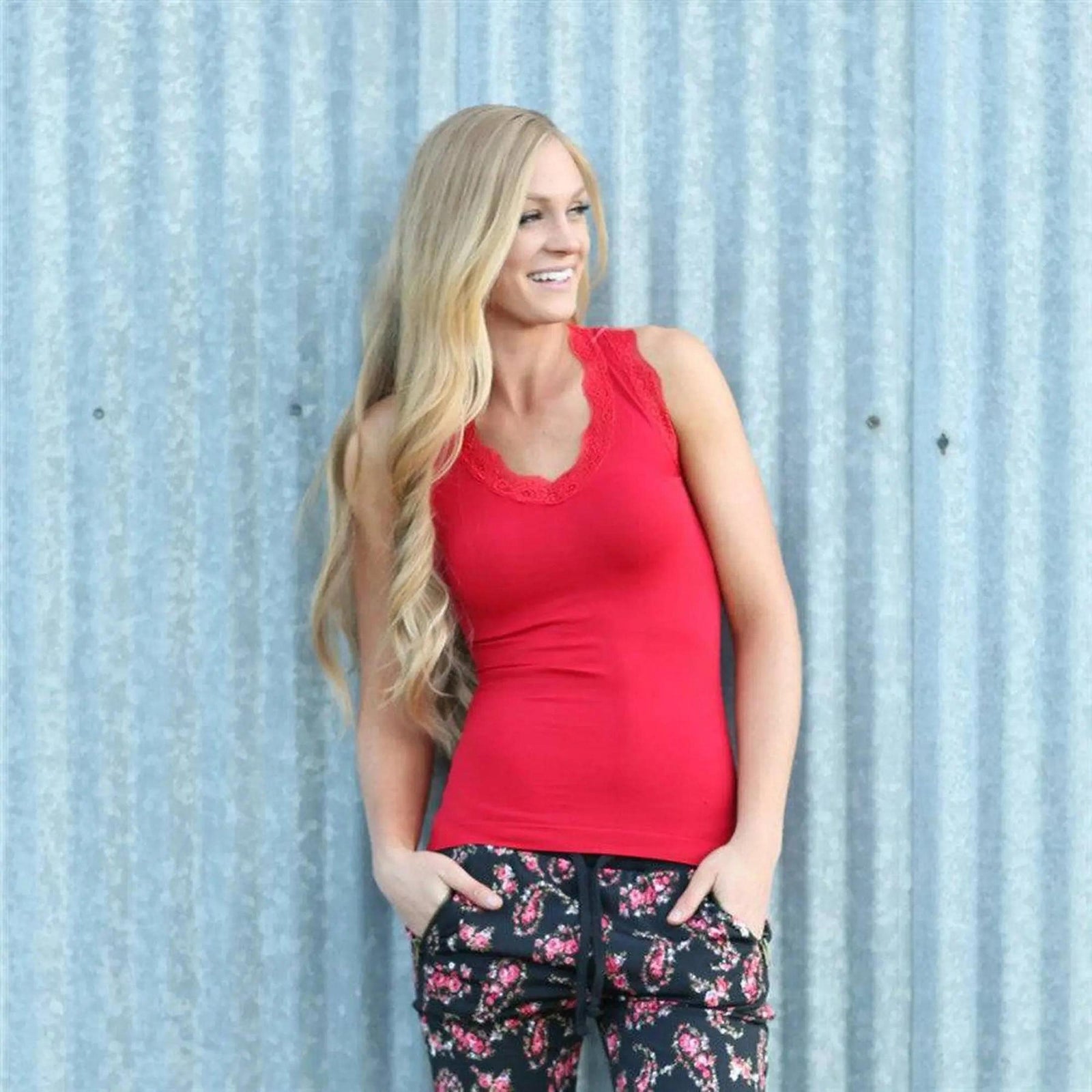 Lace Trim Racerback Tank - Truly Contagious