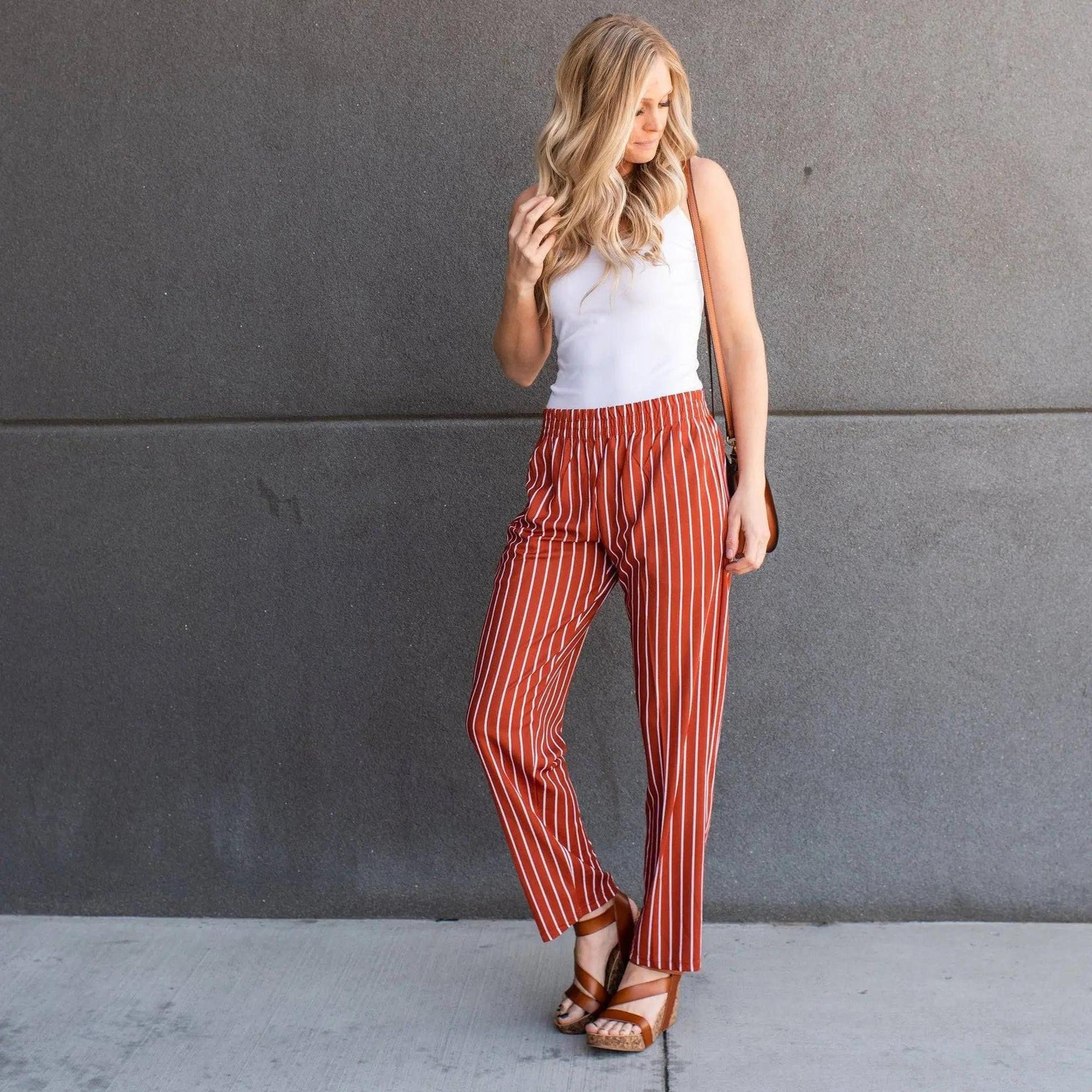 red striped dress pants Striped Dress Pants For Women Burgundy Truly Contagious Burgundy / 3X (Fits Pant Size 19)