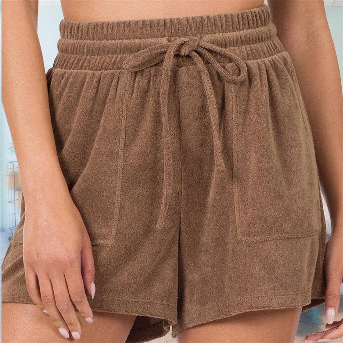 Terry Drawstring Waist Shorts With Pockets - Truly Contagious