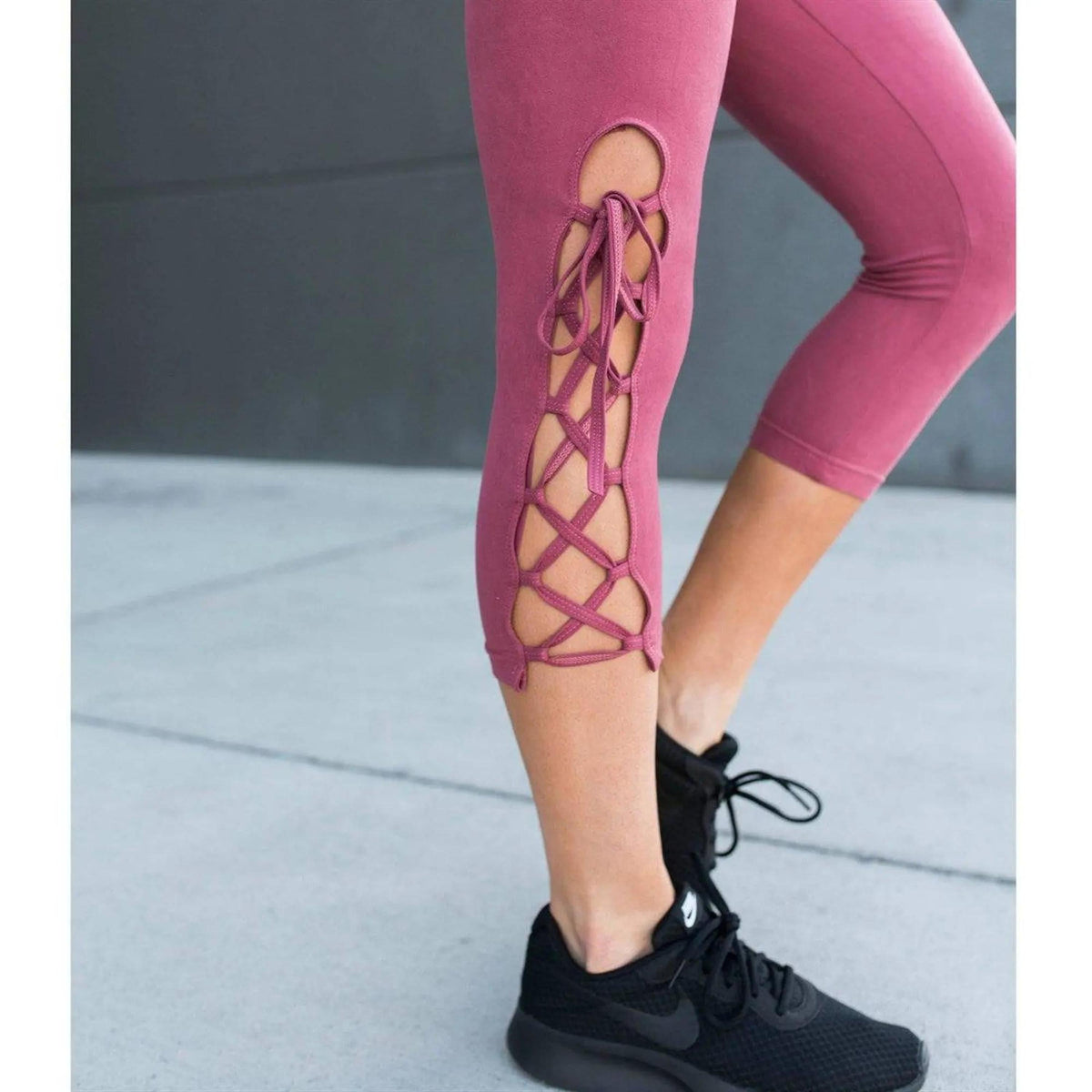 Ultra Soft Lace Up Crop Leggings - Truly Contagious